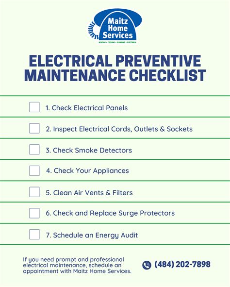 electrical panel maintenance checklist pdf